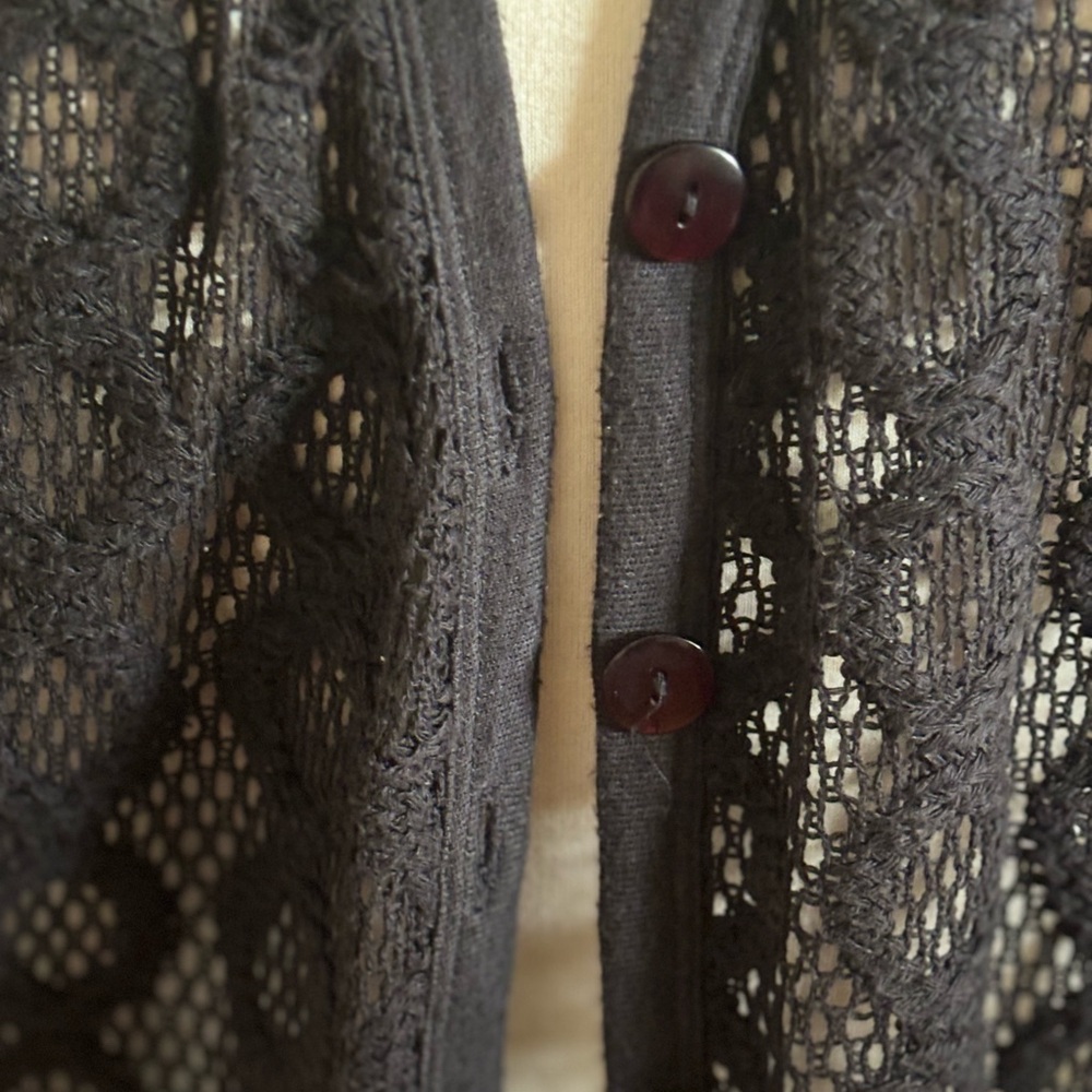 Sag Harbor Black Macrame Crochet Cardigan